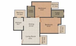 Prateek Grand Carnesia (2BHK+2T (970 sq ft) 970 sq ft)