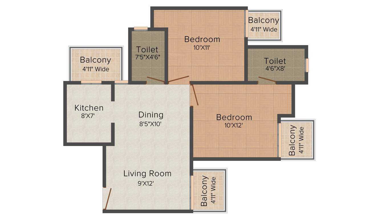 Prateek Grand Carnesia (2BHK+2T (970 sq ft) 970 sq ft)