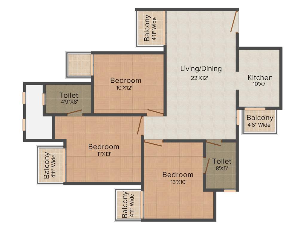 Prateek Grand Carnesia (3BHK+2T (1,380 sq ft) 1380 sq ft)