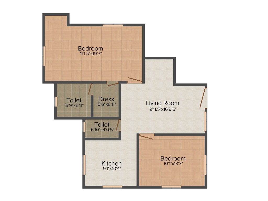 Vaikund Srishti (2BHK+2T (1,090 sq ft) 1090 sq ft)