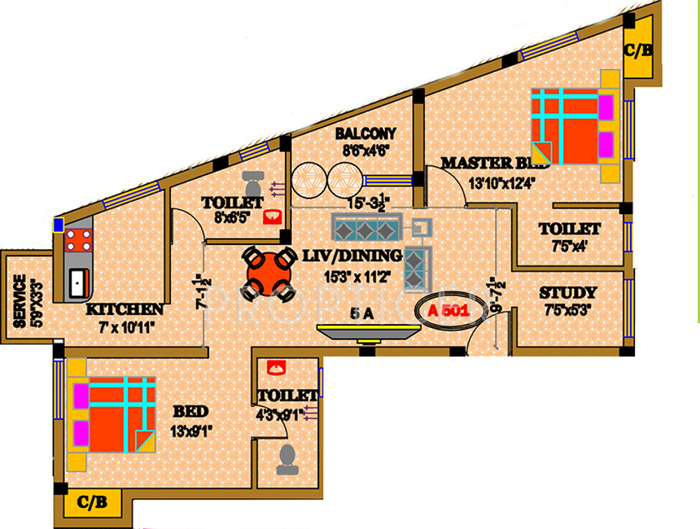 Vaikund Srishti (2BHK+3T (1,128 sq ft) Study Room 1128 sq ft) Vaikund Srishti (2BHK+3T (1,128 sq ft) Study Room 1128 sq ft)