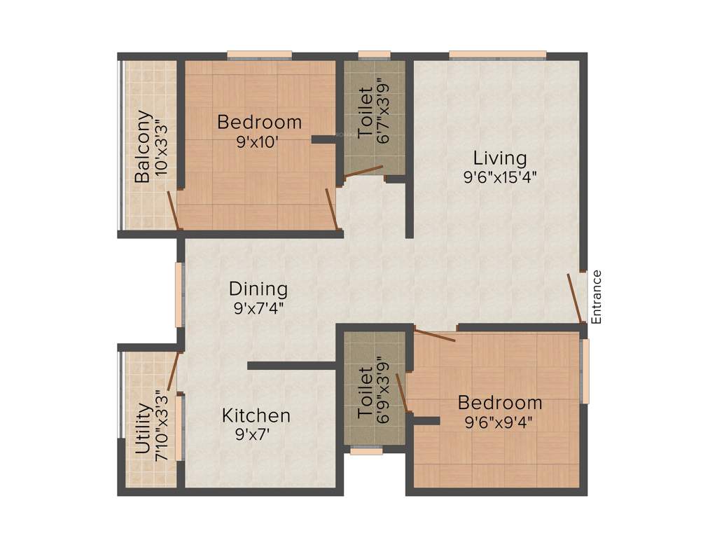 Ruby Deluxe (2BHK+2T (839 sq ft) 839 sq ft)