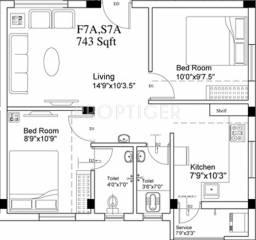 Ruby Deluxe (2BHK+2T (743 sq ft) 743 sq ft) Ruby Deluxe (2BHK+2T (743 sq ft) 743 sq ft)