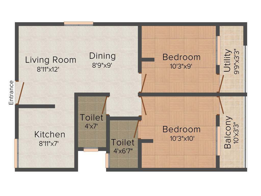 Ruby Deluxe (2BHK+2T (800 sq ft) 800 sq ft)