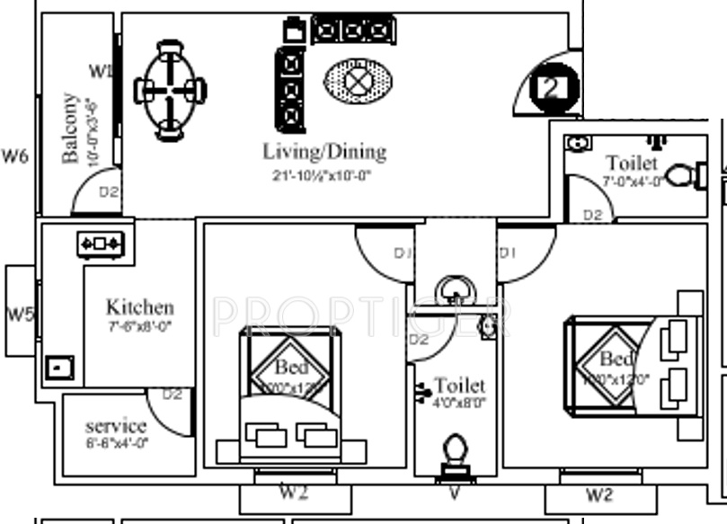 Man Amity Homes (2BHK+2T (841 sq ft) 841 sq ft)