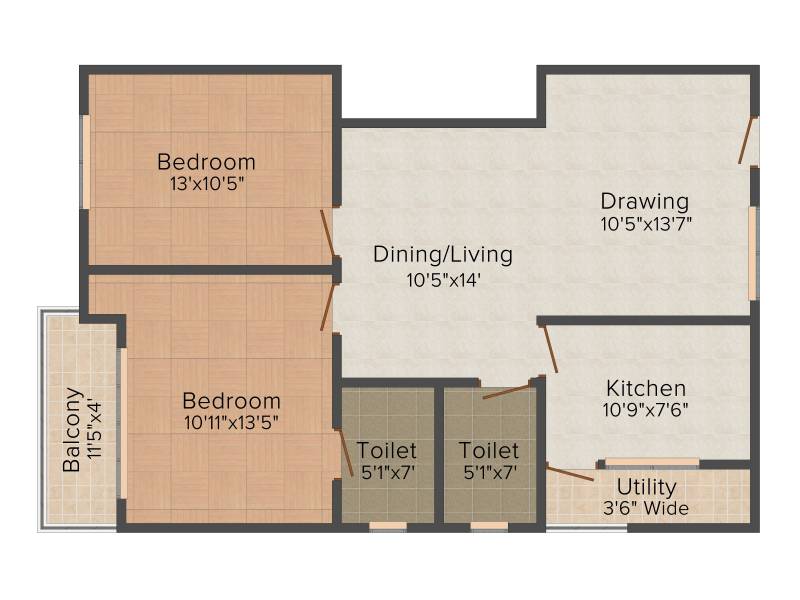 Tricity Enclave (2BHK+2T (1,117 sq ft) 1117 sq ft)