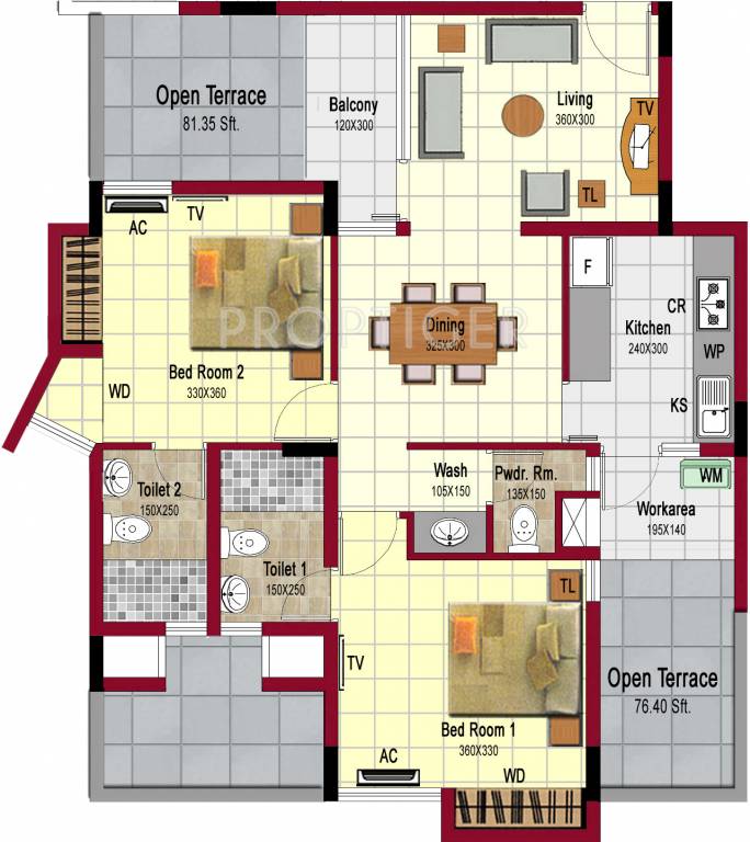 Confident Exotica (2BHK+2T (1,182 sq ft) 1182 sq ft)