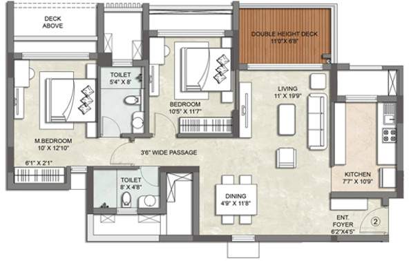 Kalpataru Waterfront (2BHK+2T (1,350 sq ft) 1350 sq ft)