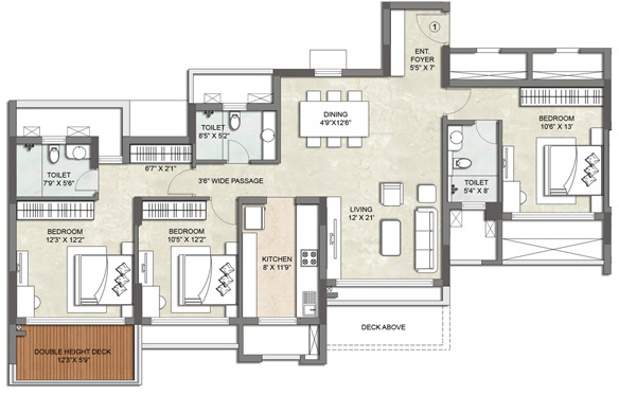 Kalpataru Waterfront (3BHK+3T (1,854 sq ft) 1854 sq ft)