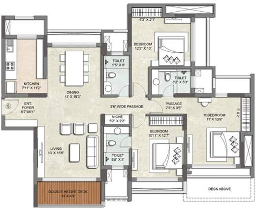 Kalpataru Waterfront (3BHK+3T (1,910 sq ft) 1910 sq ft)