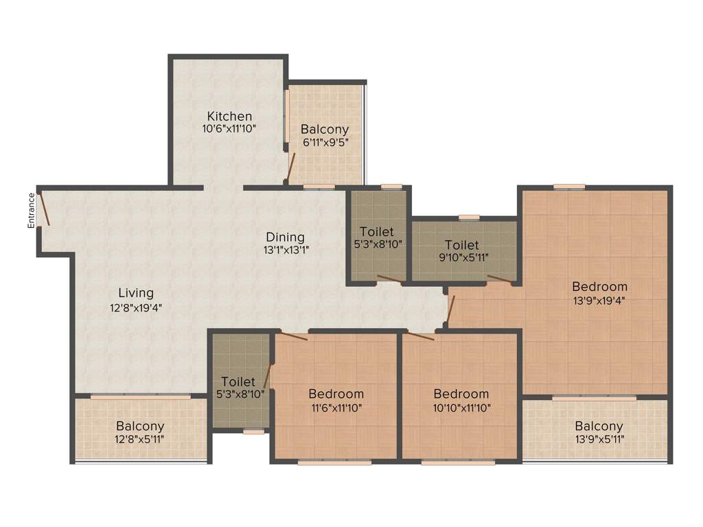 Sobha Rio Vista (3BHK+3T (2,046 sq ft) 2046 sq ft)