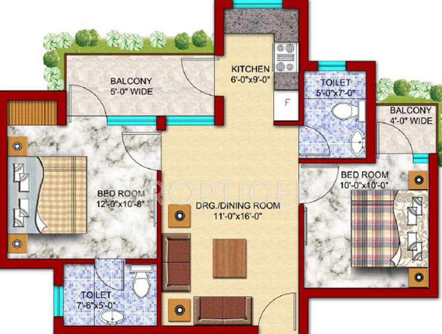 Viva Heights (2BHK+2T (875 sq ft) 875 sq ft)