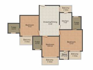 Viva Heights (3BHK+3T (1,350 sq ft) 1350 sq ft)