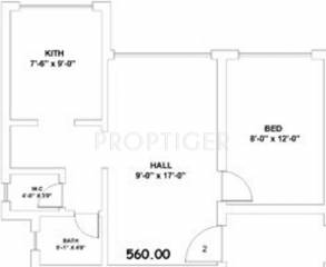 Sunraj Siddheshwar Park (1BHK+1T (560 sq ft) 560 sq ft)