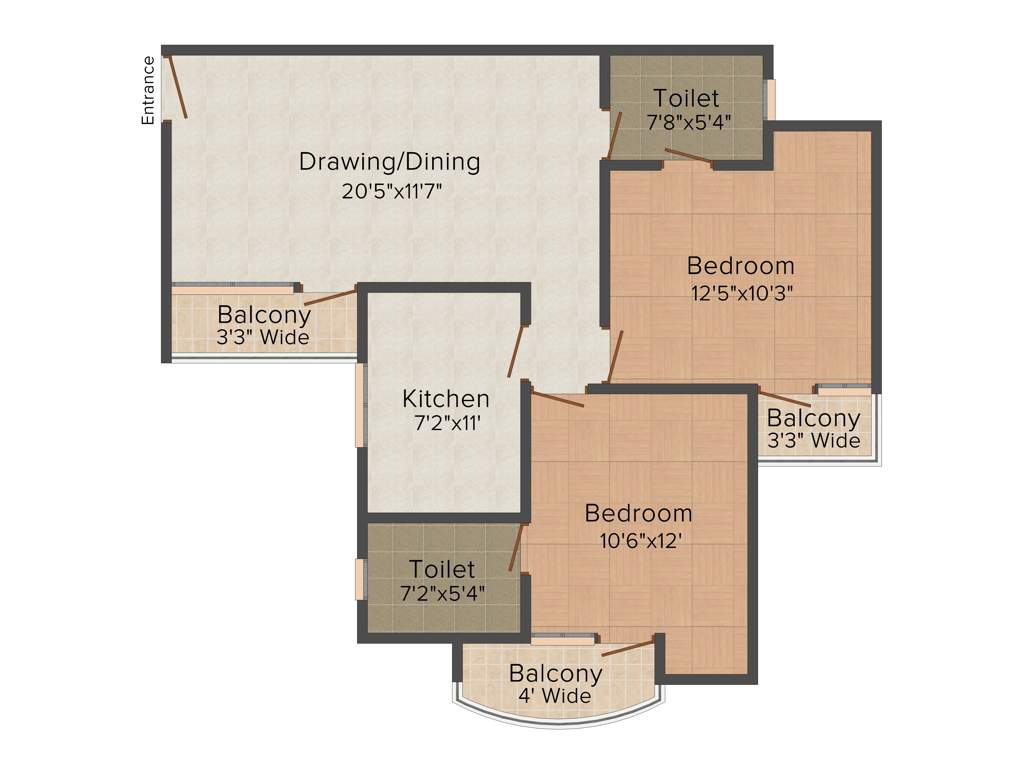 Parsvnath Pratibha (2BHK+2T (1,005 sq ft) 1005 sq ft)
