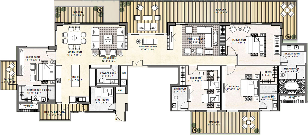 Puri Diplomatic Greens (4BHK+5T (4,500 sq ft) + Servant Room 4500 sq ft)