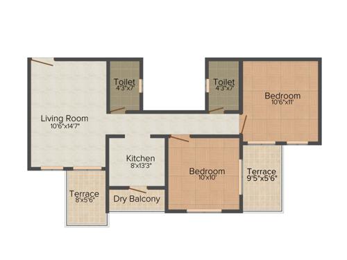 Sunrise Fortune (2BHK+2T (888 sq ft) 888 sq ft) Sunrise Fortune (2BHK+2T (888 sq ft) 888 sq ft)