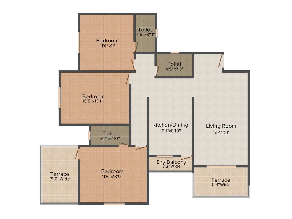 Shree Rivera (3BHK+3T (1,509 sq ft) 1509 sq ft)