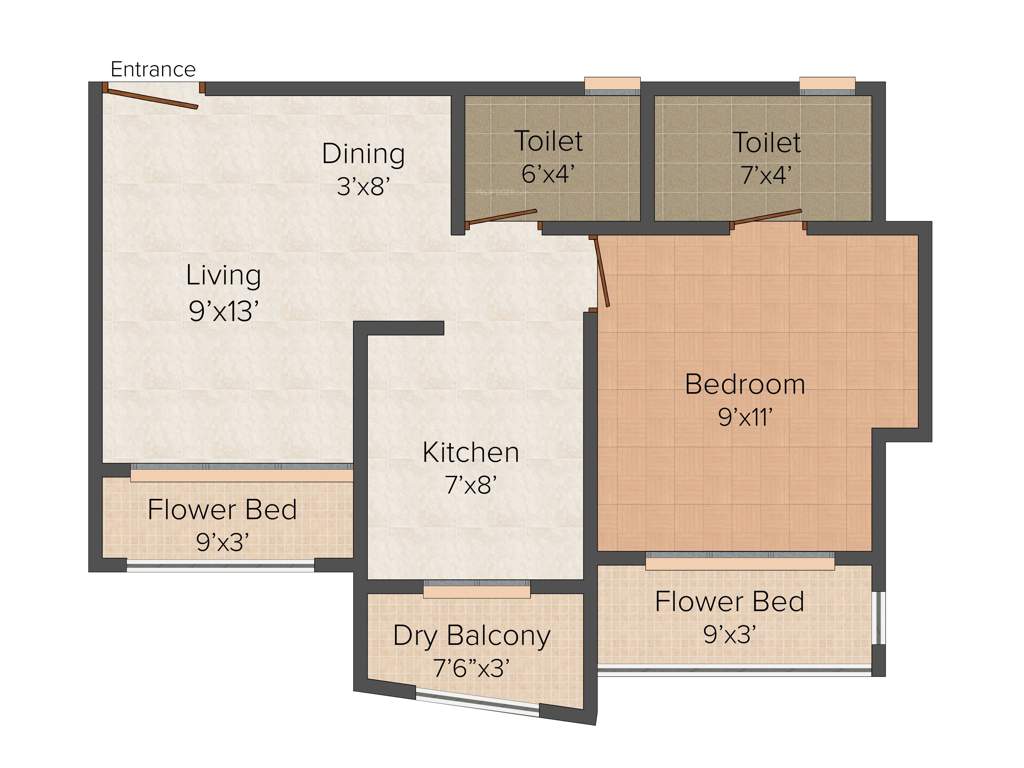 Buddha Ozone 3 (1BHK+1T (660 sq ft) 660 sq ft)