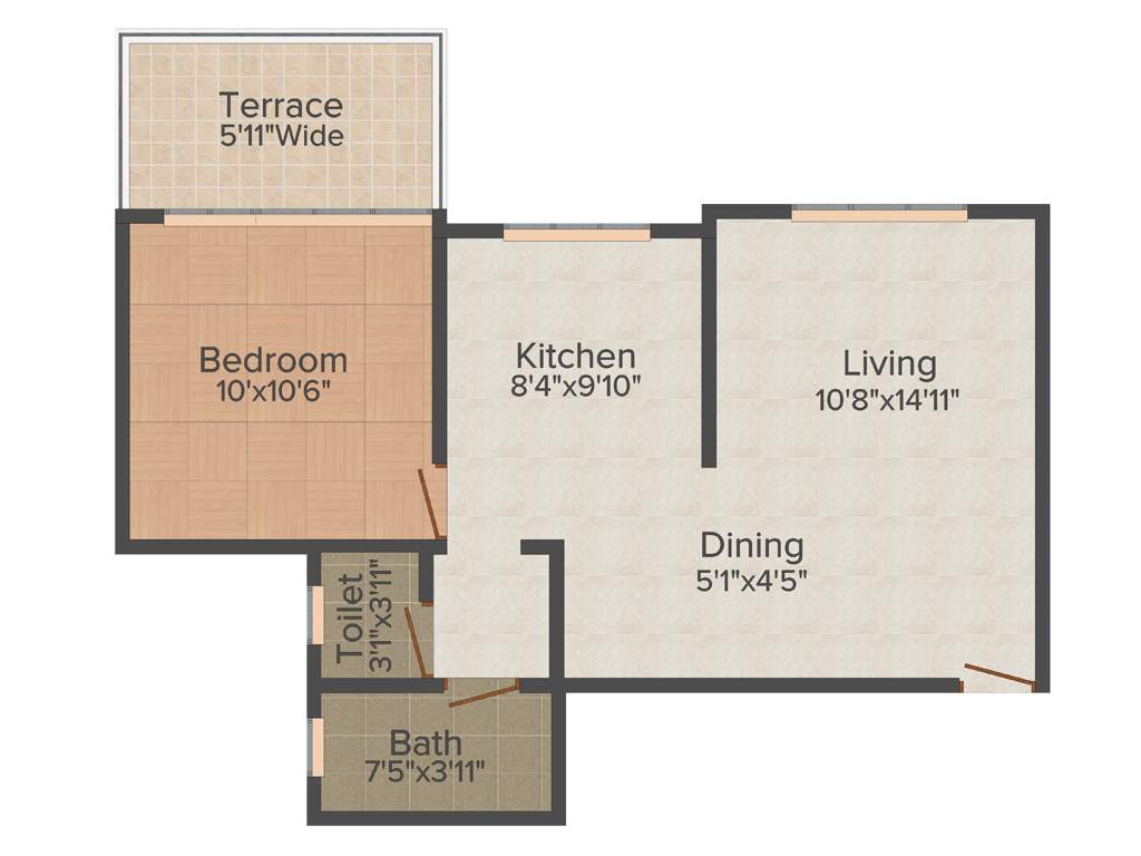 Raskar Green Square (1BHK+1T (637 sq ft) 637 sq ft)