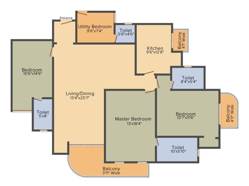 DLF Park Place (3BHK+4T (2,329 sq ft) + Servant Room 2329 sq ft)