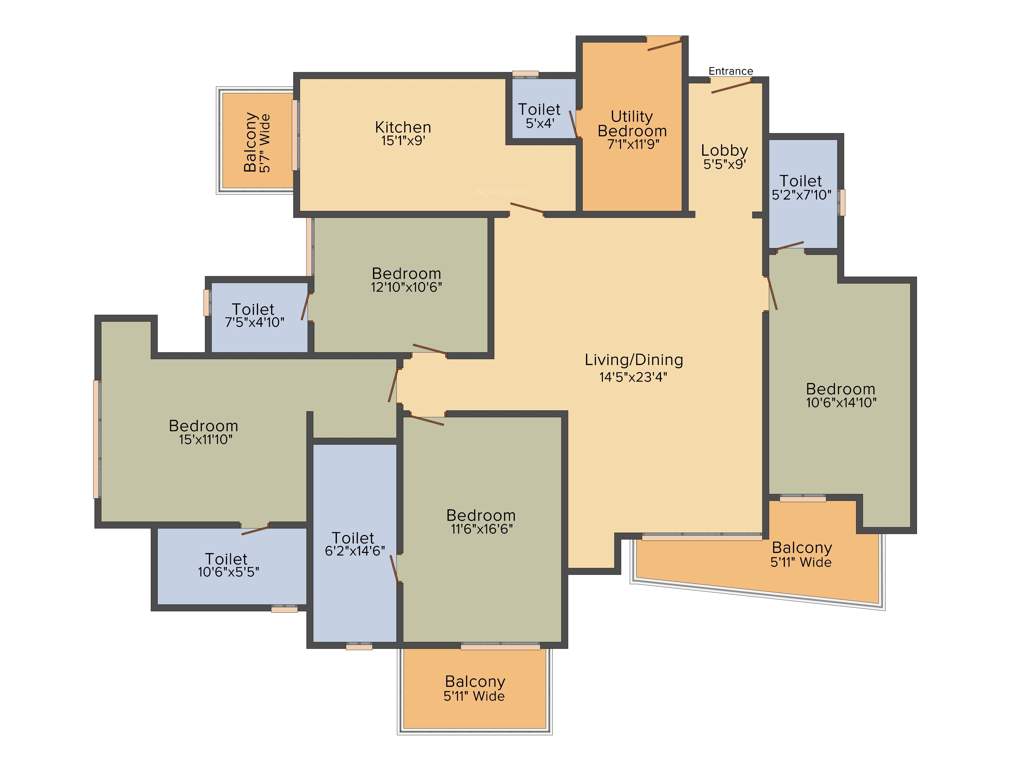 DLF Park Place (4BHK+5T (2,704 sq ft) + Servant Room 2704 sq ft)