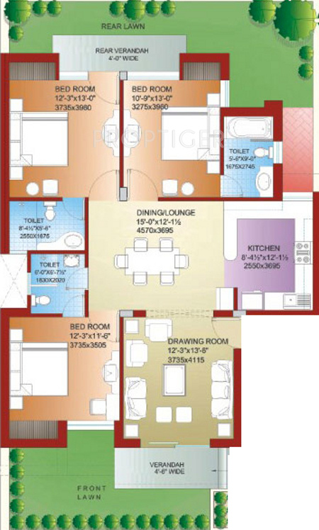 Parsvnath Royale Floors (3BHK+3T (1,530 sq ft) 1530 sq ft)