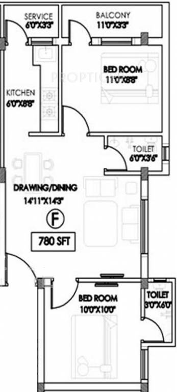Le Monarch (2BHK+2T (780 sq ft) 780 sq ft) Le Monarch (2BHK+2T (780 sq ft) 780 sq ft)