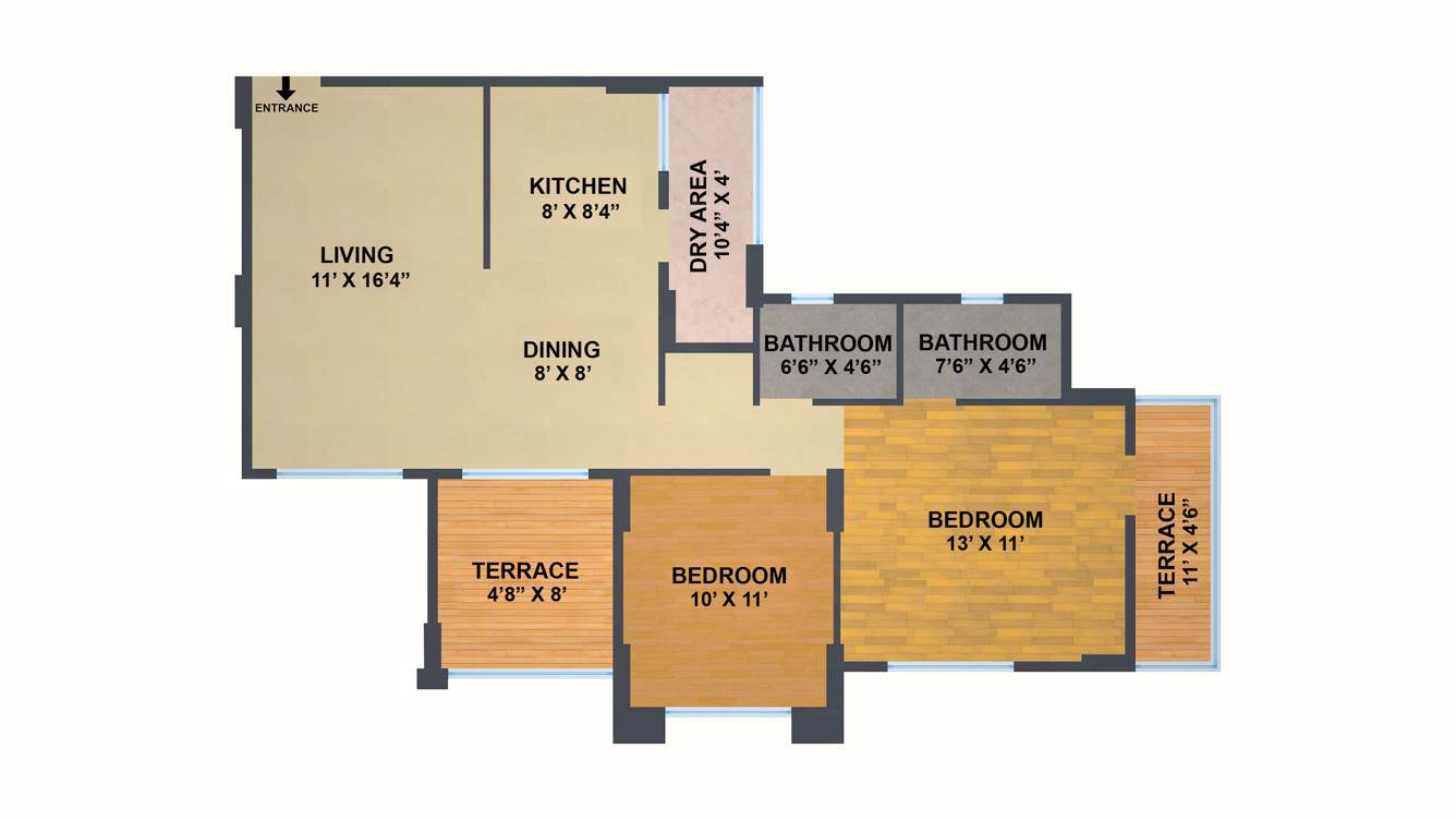 Jhala Mahalunge Riveria (2BHK+2T (1,128 sq ft) 1128 sq ft)
