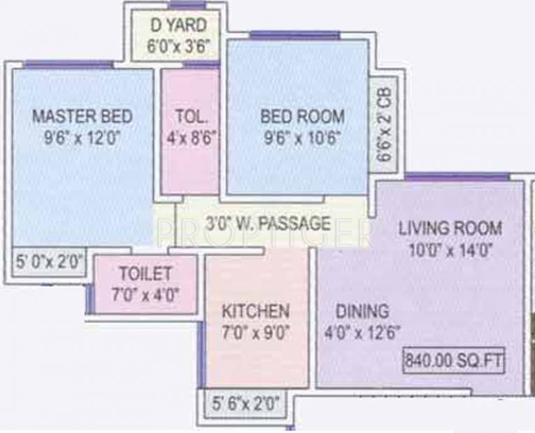 Prescon Prestige Residency Pinewood (2BHK+2T (840 sq ft) 840 sq ft)