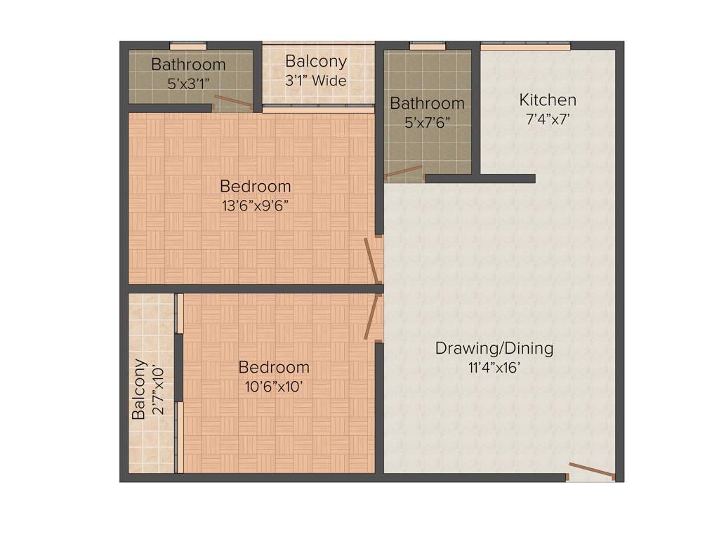 Advetaya Godwin Apartments (2BHK+2T (875 sq ft) 875 sq ft)