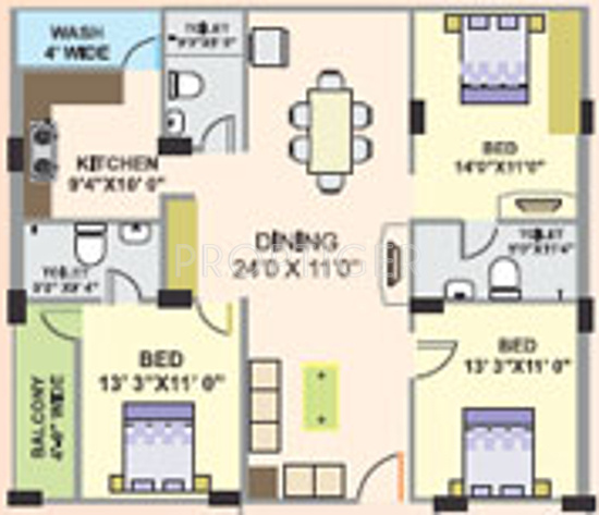 YSK Akash Lake View (3BHK+3T (1,650 sq ft) 1650 sq ft)