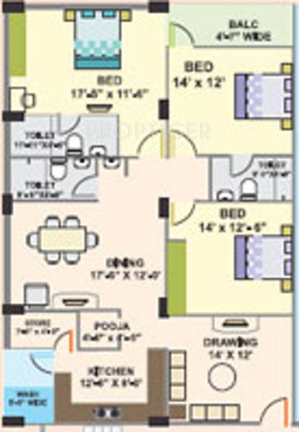 YSK Akash Lake View (3BHK+3T (1,950 sq ft) + Pooja Room 1950 sq ft)