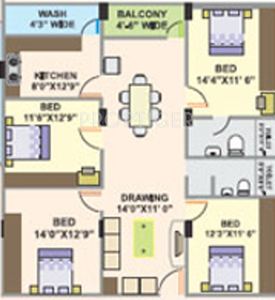 YSK Akash Lake View (4BHK+2T (1,813 sq ft) 1813 sq ft)