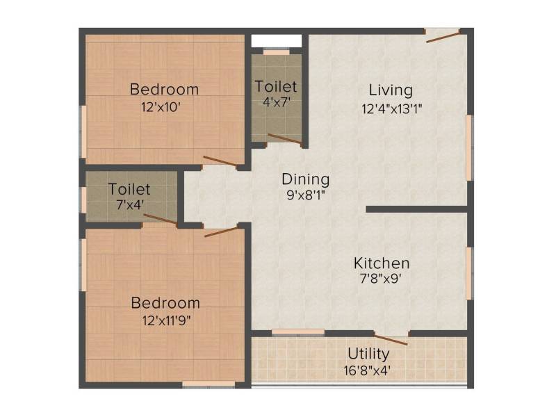 Anurag Siri Residency (2BHK+2T (1,021 sq ft) 1021 sq ft)