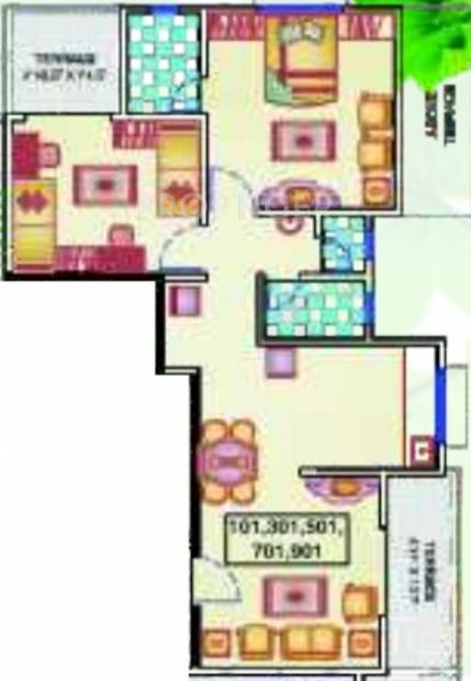 MS Elegent Residency (2BHK+2T (979 sq ft) 979 sq ft)