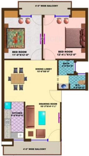 Omaxe Green Meadow Floors (2BHK+1T (1,050 sq ft) 1050 sq ft)