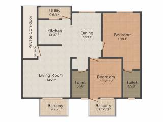 Metropolis Gurukrupa (2BHK+2T (1,240 sq ft) 1240 sq ft)