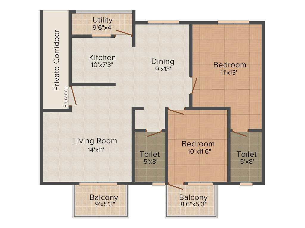 Metropolis Gurukrupa (2BHK+2T (1,240 sq ft) 1240 sq ft)