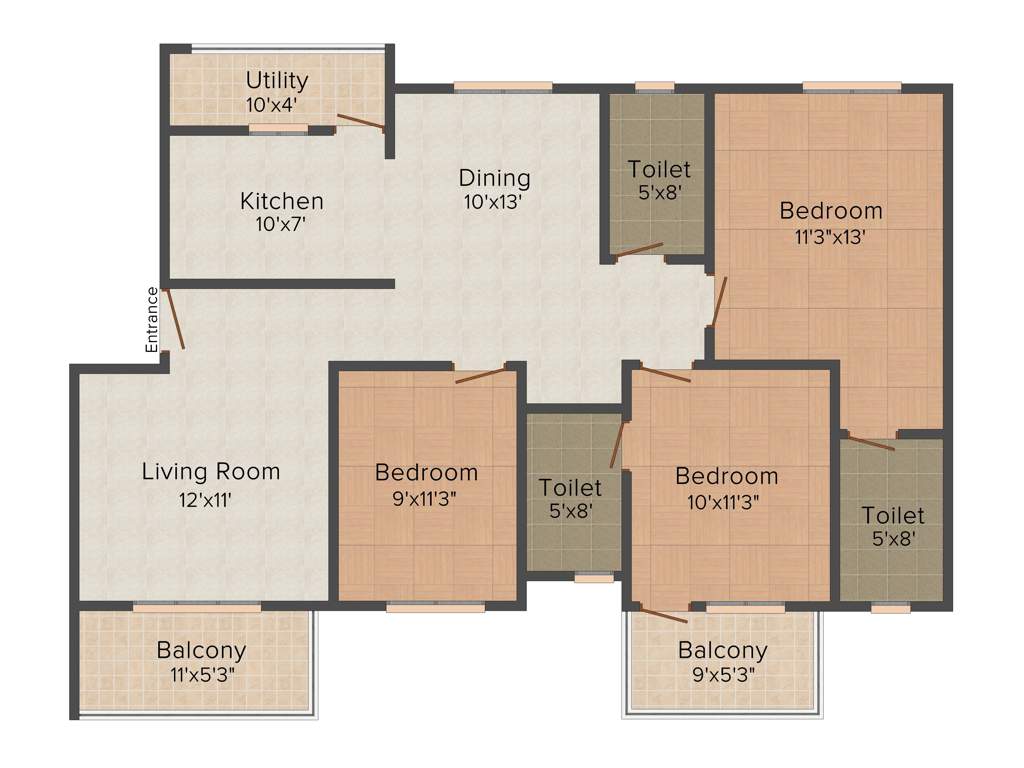 Metropolis Gurukrupa (3BHK+3T (1,490 sq ft) 1490 sq ft)