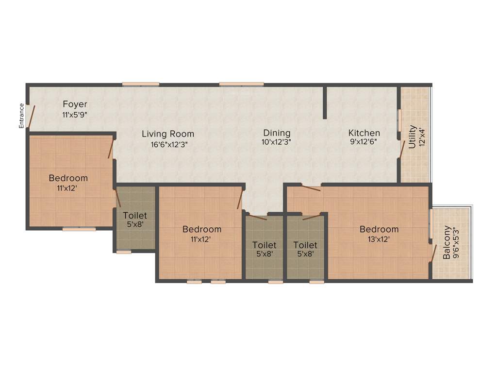 Metropolis Gurukrupa (3BHK+3T (1,620 sq ft) 1620 sq ft)