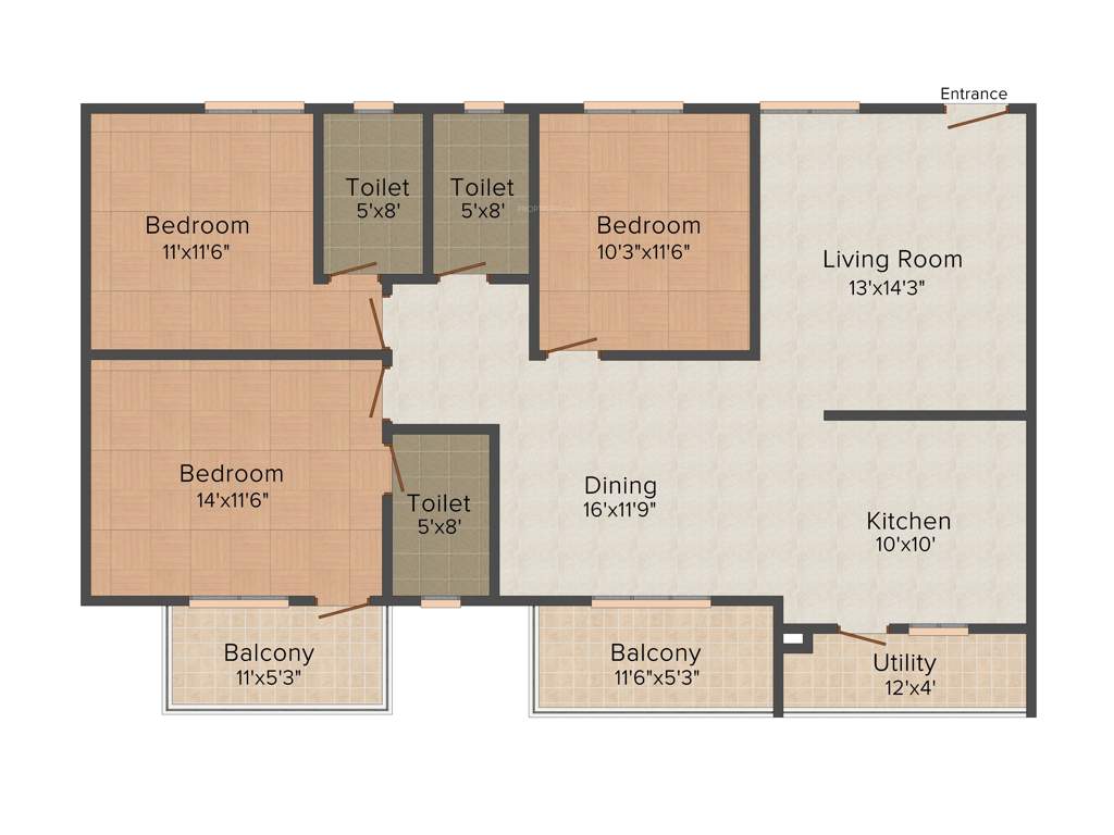 Metropolis Gurukrupa (3BHK+3T (1,650 sq ft) 1650 sq ft)