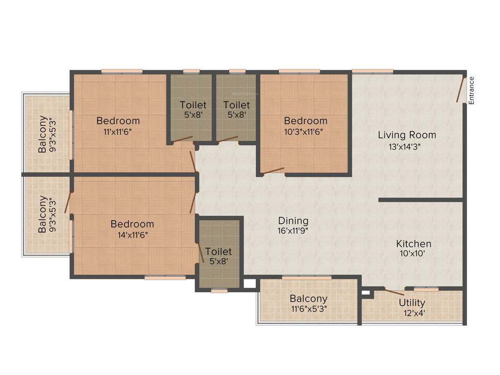 Metropolis Gurukrupa (3BHK+3T (1,680 sq ft) 1680 sq ft)