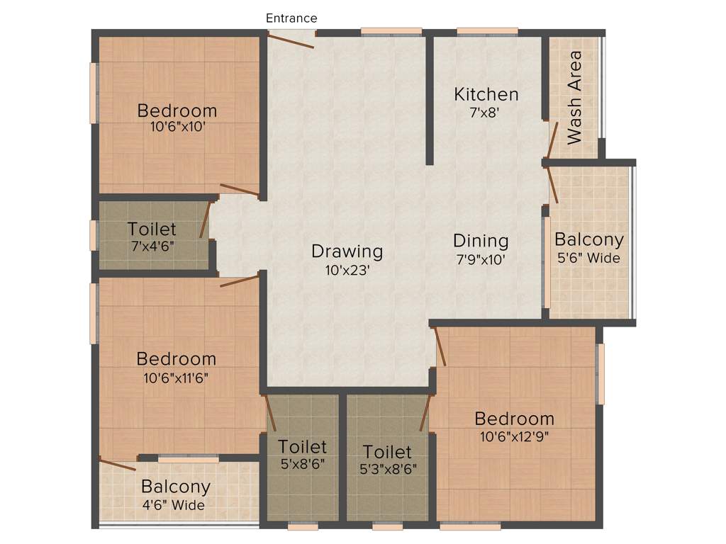 Shreya Elegance (3BHK+3T (1,300 sq ft) 1300 sq ft)
