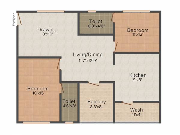Edifice Fort View (2BHK+2T (837 sq ft) 837 sq ft)