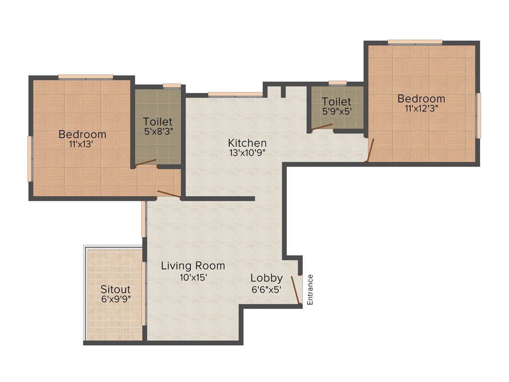 Pandit Sapphira (2BHK+2T (1,032 sq ft) 1032 sq ft)