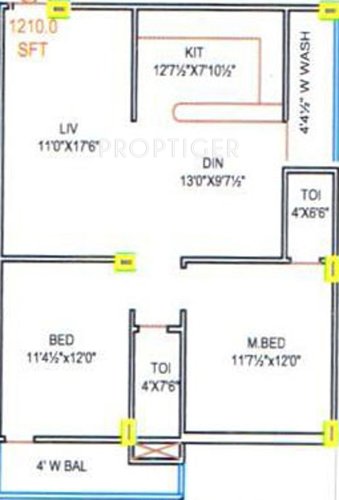 Hallmark Rain Valley (2BHK+2T (1,210 sq ft) 1210 sq ft)