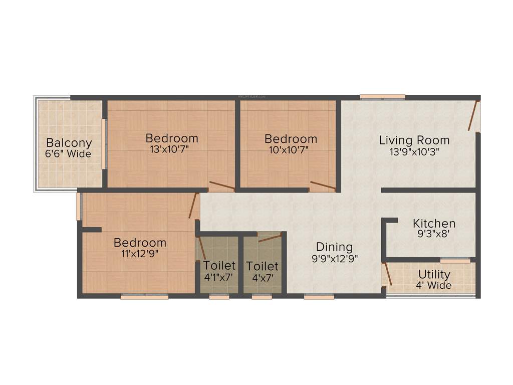 Hallmark Rain Valley (3BHK+2T (1,330 sq ft) 1330 sq ft)