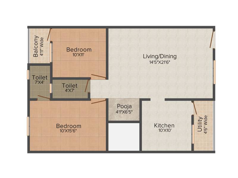 Gem Nest (2BHK+2T (1,207 sq ft)   Pooja Room 1207 sq ft)
