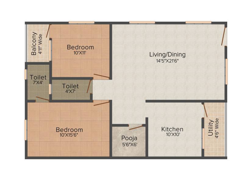 Gem Nest (2BHK+2T (1,245 sq ft)   Pooja Room 1245 sq ft)